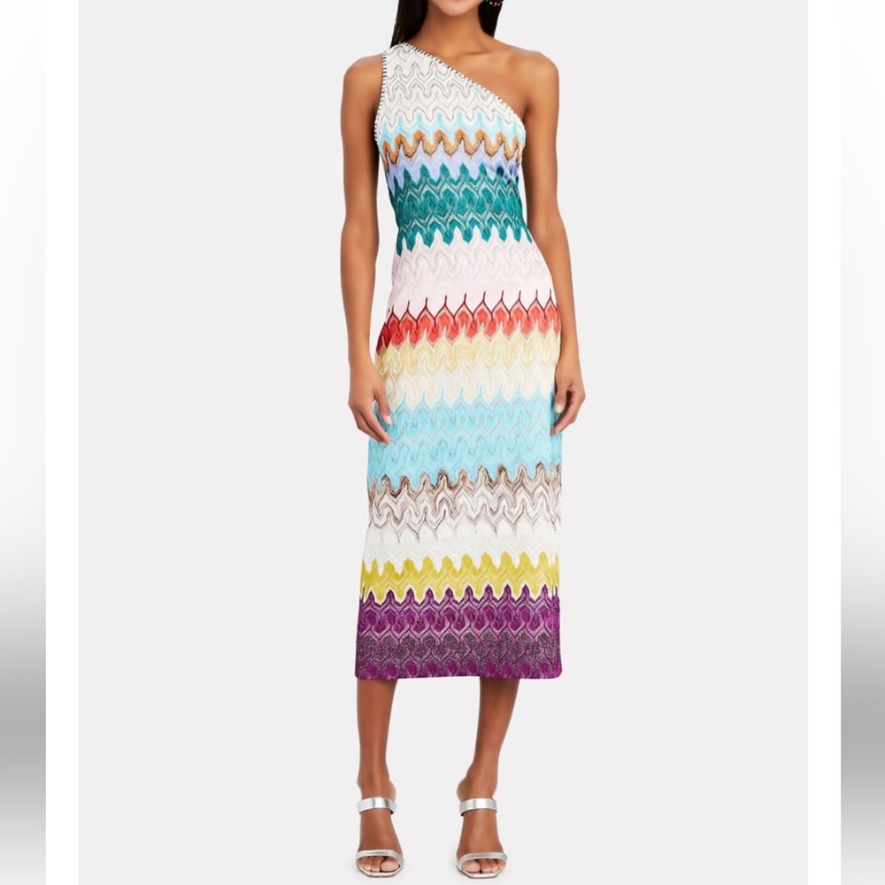 Missoni Rilievo Sleeveless Rainbow Wave Midi Dress Size US 6 (42 IT)